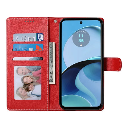 DF-012 For Motorola Moto G55 5G Case Litchi Texture Leather Magnetic Clasp Wallet Stand Phone Cover