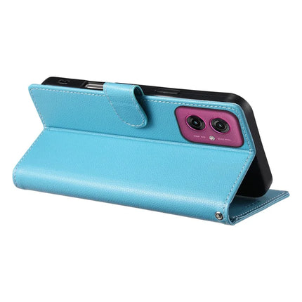 DF-012 For Motorola Moto G55 5G Case Litchi Texture Leather Magnetic Clasp Wallet Stand Phone Cover