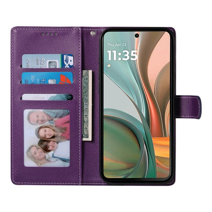DF-012 For Motorola Moto G75 5G Case Litchi Texture Leather Magnetic Clasp Wallet Stand Phone Cover