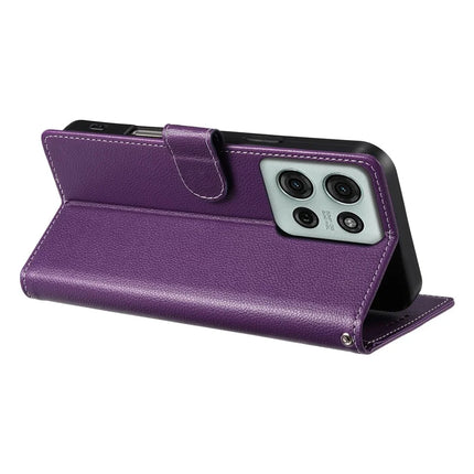 DF-012 For Motorola Moto G75 5G Case Litchi Texture Leather Magnetic Clasp Wallet Stand Phone Cover