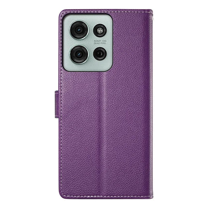 DF-012 For Motorola Moto G75 5G Case Litchi Texture Leather Magnetic Clasp Wallet Stand Phone Cover