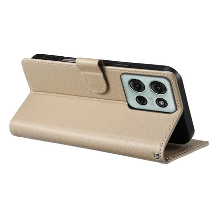 DF-012 For Motorola Moto G75 5G Case Litchi Texture Leather Magnetic Clasp Wallet Stand Phone Cover