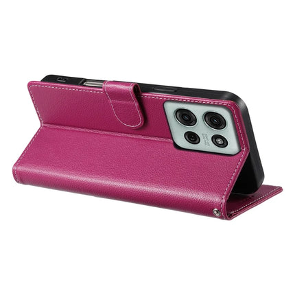 DF-012 For Motorola Moto G75 5G Case Litchi Texture Leather Magnetic Clasp Wallet Stand Phone Cover