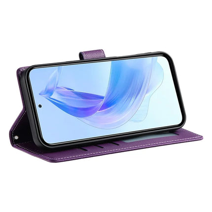 DF-012 For Honor 90 Lite 5G / X50i 5G Case Litchi Texture Leather Magnetic Clasp Wallet Stand Phone Cover