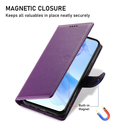 DF-012 For Honor 90 Lite 5G / X50i 5G Case Litchi Texture Leather Magnetic Clasp Wallet Stand Phone Cover