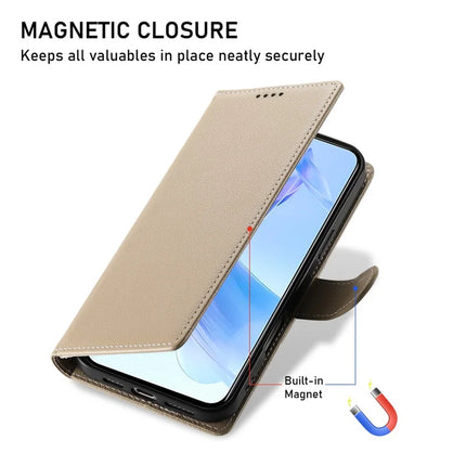 DF-012 For Honor 90 Lite 5G / X50i 5G Case Litchi Texture Leather Magnetic Clasp Wallet Stand Phone Cover