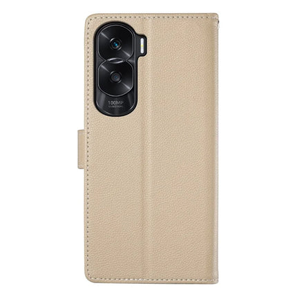 DF-012 For Honor 90 Lite 5G / X50i 5G Case Litchi Texture Leather Magnetic Clasp Wallet Stand Phone Cover