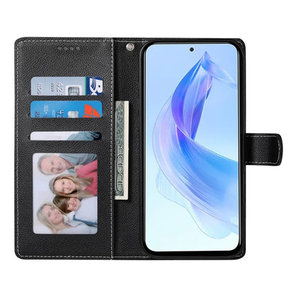 DF-012 For Honor 90 Lite 5G / X50i 5G Case Litchi Texture Leather Magnetic Clasp Wallet Stand Phone Cover