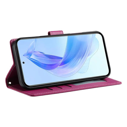 DF-012 For Honor 90 Lite 5G / X50i 5G Case Litchi Texture Leather Magnetic Clasp Wallet Stand Phone Cover