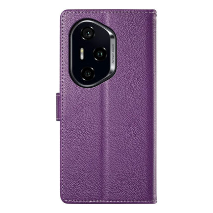 DF-012 For Honor 300 Pro Case Litchi Texture Leather Magnetic Clasp Wallet Stand Phone Cover