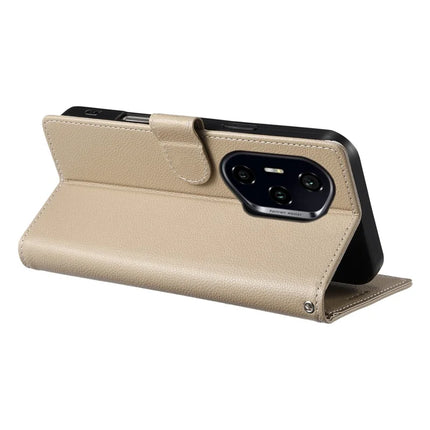 DF-012 For Honor 300 Pro Case Litchi Texture Leather Magnetic Clasp Wallet Stand Phone Cover