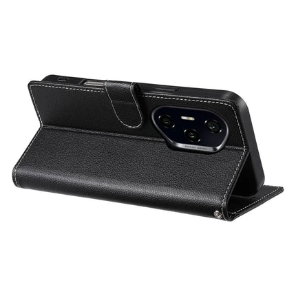 DF-012 For Honor 300 Pro Case Litchi Texture Leather Magnetic Clasp Wallet Stand Phone Cover