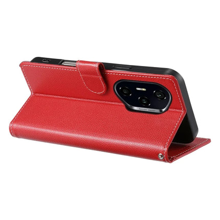 DF-012 For Honor 300 Pro Case Litchi Texture Leather Magnetic Clasp Wallet Stand Phone Cover