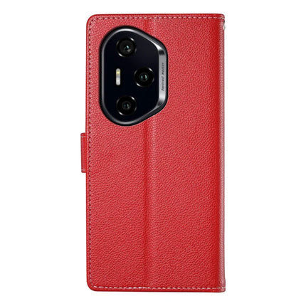 DF-012 For Honor 300 Pro Case Litchi Texture Leather Magnetic Clasp Wallet Stand Phone Cover