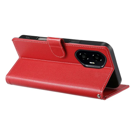 DF-012 For Honor 300 Case Litchi Texture Leather Magnetic Clasp Wallet Stand Phone Cover