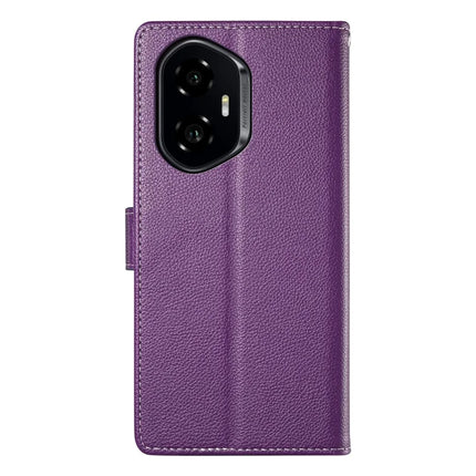 DF-012 For Honor 300 Case Litchi Texture Leather Magnetic Clasp Wallet Stand Phone Cover