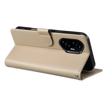 DF-012 For Honor 300 Case Litchi Texture Leather Magnetic Clasp Wallet Stand Phone Cover