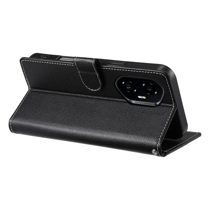 DF-012 For Honor 300 Case Litchi Texture Leather Magnetic Clasp Wallet Stand Phone Cover