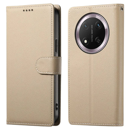 DF-012 Case for Honor X60 Pro 5G / X9c 5G / Magic7 Lite 5G Leather Cover Litchi Texture Wallet Stand Phone Shell - Apricot