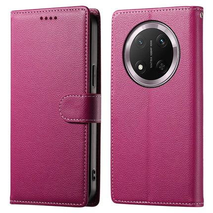 DF-012 Case for Honor X60 Pro 5G / X9c 5G / Magic7 Lite 5G Leather Cover Litchi Texture Wallet Stand Phone Shell - Rose