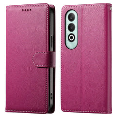 DF-012 For OnePlus Nord CE4 5G Case Litchi Texture Leather Magnetic Clasp Wallet Stand Phone Cover - Rose
