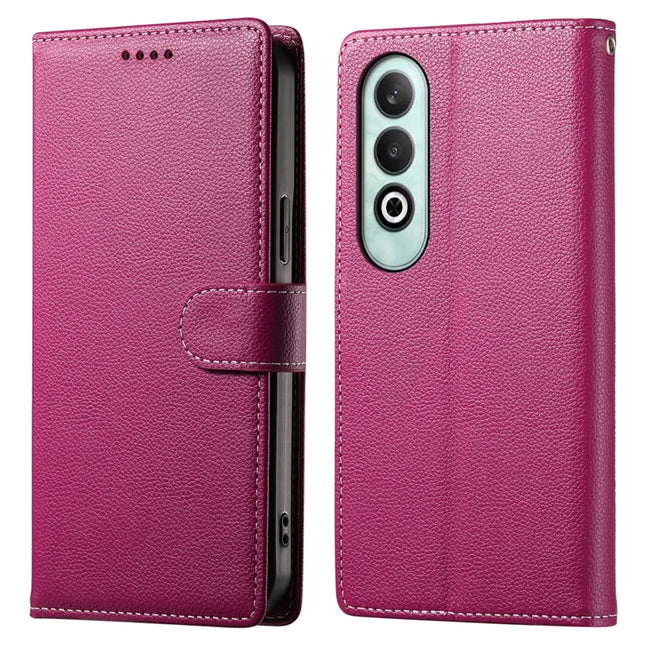 DF-012 For OnePlus Nord CE4 5G Case Litchi Texture Leather Magnetic Clasp Wallet Stand Phone Cover - Rose