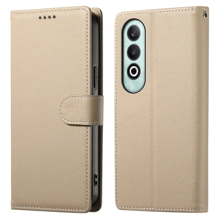 DF-012 For OnePlus Nord CE4 5G Case Litchi Texture Leather Magnetic Clasp Wallet Stand Phone Cover - Apricot