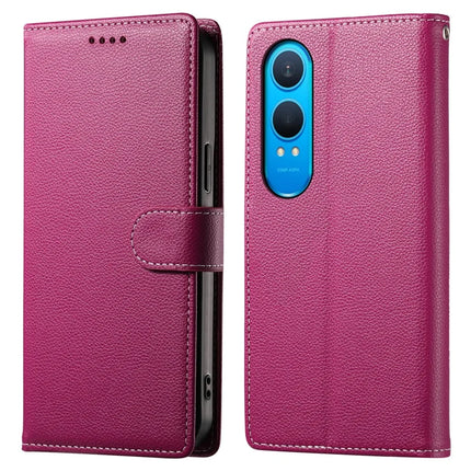 DF-012 For OnePlus Nord CE4 Lite 5G Case Litchi Texture Leather Magnetic Clasp Wallet Stand Phone Cover - Rose