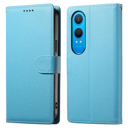 DF-012 For OnePlus Nord CE4 Lite 5G Case Litchi Texture Leather Magnetic Clasp Wallet Stand Phone Cover - Sky Blue