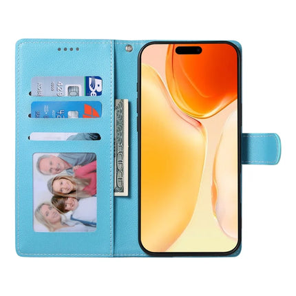 DF-012 For iPhone 16 Plus Case Litchi Texture Leather Wallet Stand Phone Cover