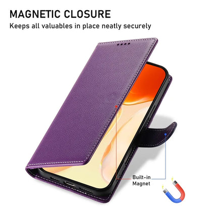 DF-012 For iPhone 16 Plus Case Litchi Texture Leather Wallet Stand Phone Cover
