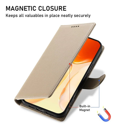 DF-012 For iPhone 16 Plus Case Litchi Texture Leather Wallet Stand Phone Cover