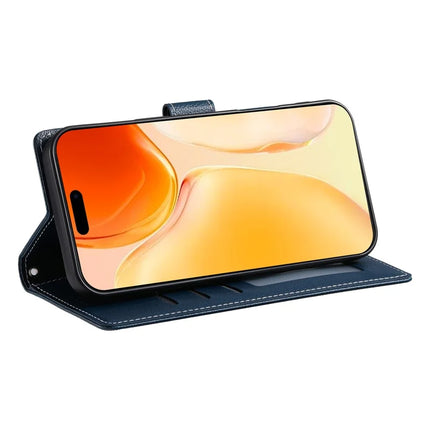 DF-012 For iPhone 16 Plus Case Litchi Texture Leather Wallet Stand Phone Cover