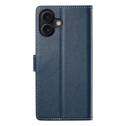 DF-012 For iPhone 16 Plus Case Litchi Texture Leather Wallet Stand Phone Cover