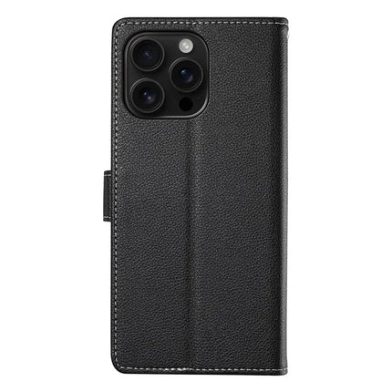 DF-012 For iPhone 16 Pro Case Litchi Texture Leather Wallet Stand Phone Cover