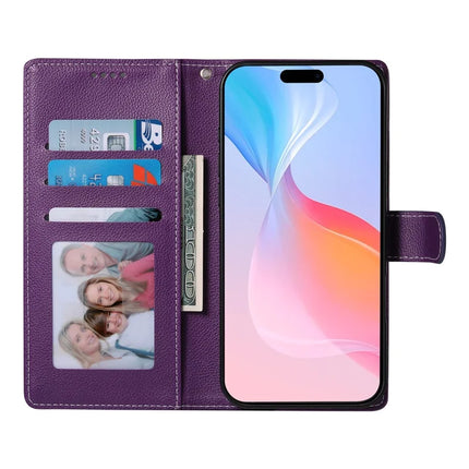 DF-012 For iPhone 16 Pro Case Litchi Texture Leather Wallet Stand Phone Cover