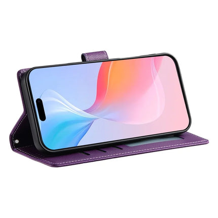 DF-012 For iPhone 16 Pro Case Litchi Texture Leather Wallet Stand Phone Cover