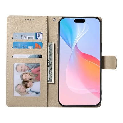 DF-012 For iPhone 16 Pro Case Litchi Texture Leather Wallet Stand Phone Cover
