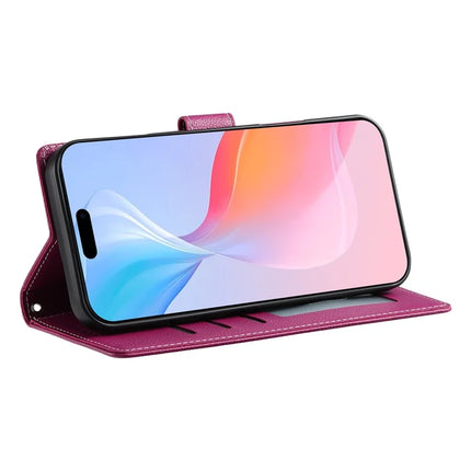 DF-012 For iPhone 16 Pro Case Litchi Texture Leather Wallet Stand Phone Cover