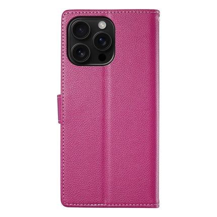 DF-012 For iPhone 16 Pro Case Litchi Texture Leather Wallet Stand Phone Cover