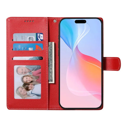 DF-012 For iPhone 16 Pro Case Litchi Texture Leather Wallet Stand Phone Cover
