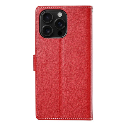 DF-012 For iPhone 16 Pro Case Litchi Texture Leather Wallet Stand Phone Cover