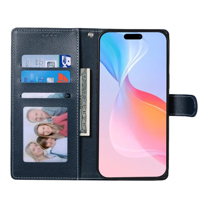 DF-012 For iPhone 16 Pro Case Litchi Texture Leather Wallet Stand Phone Cover