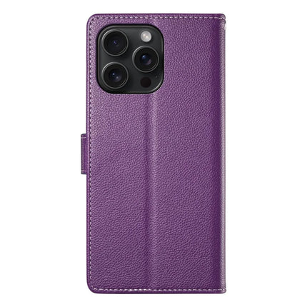 For iPhone 15 Pro Max Stand Case Litchi Texture Leather Wallet Phone Cover Magnetic Snap