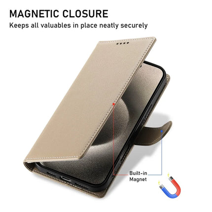 For iPhone 15 Pro Max Stand Case Litchi Texture Leather Wallet Phone Cover Magnetic Snap