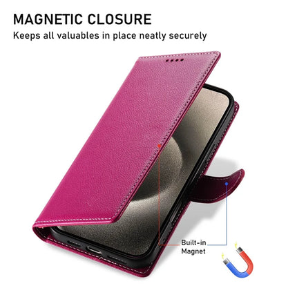 For iPhone 15 Pro Max Stand Case Litchi Texture Leather Wallet Phone Cover Magnetic Snap