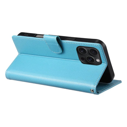 For iPhone 15 Pro Max Stand Case Litchi Texture Leather Wallet Phone Cover Magnetic Snap