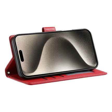 For iPhone 15 Pro Max Stand Case Litchi Texture Leather Wallet Phone Cover Magnetic Snap
