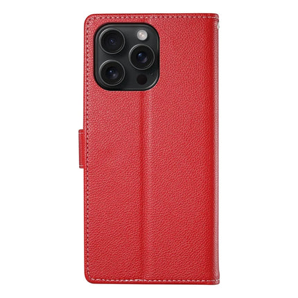 For iPhone 15 Pro Max Stand Case Litchi Texture Leather Wallet Phone Cover Magnetic Snap