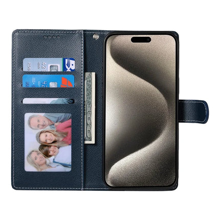 For iPhone 15 Pro Max Stand Case Litchi Texture Leather Wallet Phone Cover Magnetic Snap